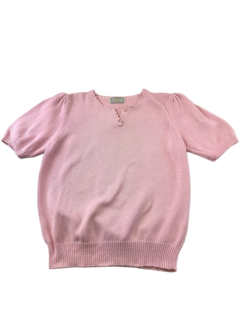 Vintage 90s pink cotton top Size Medium Short sleeve Cottagecore Twee